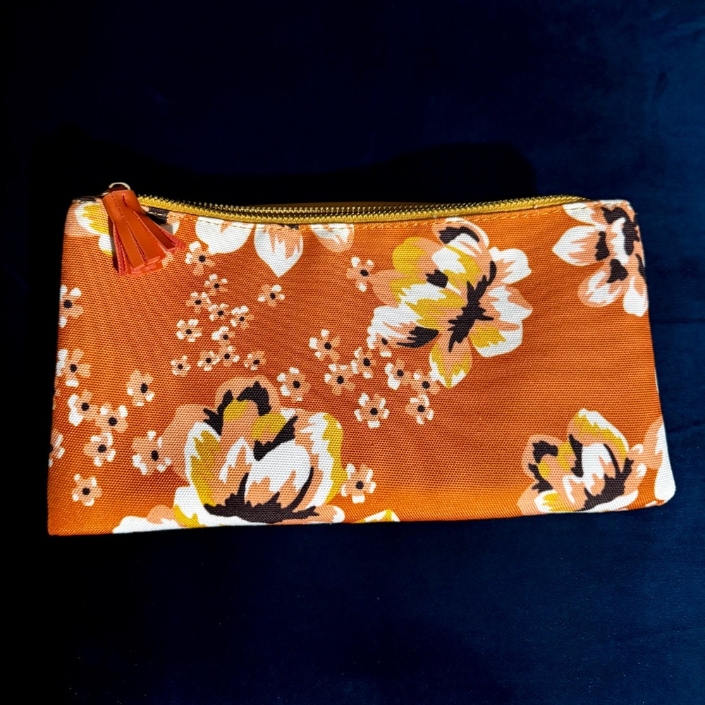 Anthropologie RACHEL PALLY Floral Print Faux Leather Fold Over Clutch, Orange - Picture 2 of 8